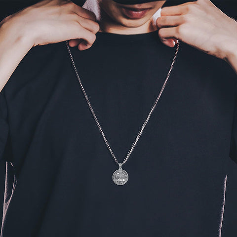 Sterling Silver Memento Mori Pendant Necklace