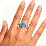 14K Gold Plated Turquoise Ring Western Jewelry Anniversary Birthday Gift for Women
