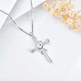 Sterling Silver Cross Necklace with Mustard Seed Faith Jewelry Cross Infinity Heart Necklace Christian Jewelry Gift for Women