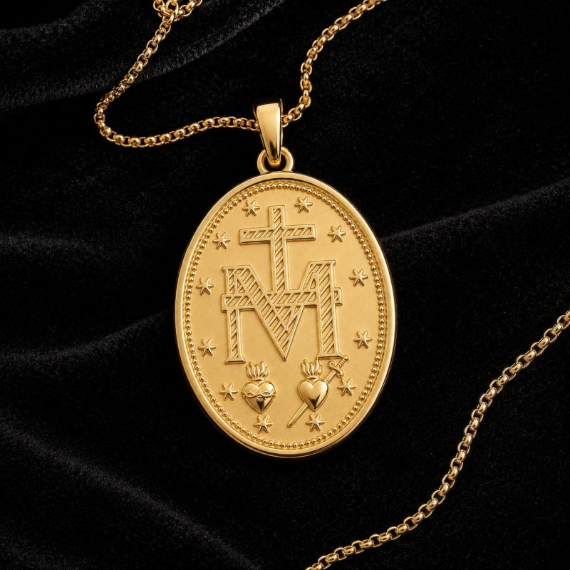 Patron Saint Medal Gold Plated Catholic Pendant Christian Religious Necklace Amulet Jewelry
