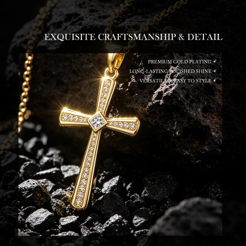14K Gold Plated  Cross Necklace for Women Christian Jewelry  Birthday Christmas Gift
