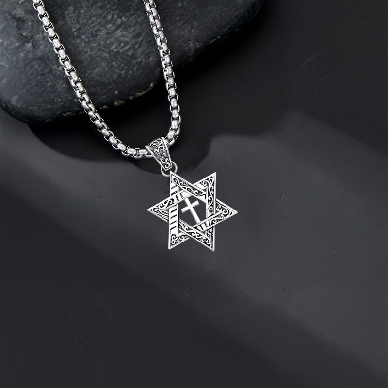 Sterling Silver Star of David Chai Cross Evil Eye Lion of Judah Menorah Tree of Life Protection Pendant Necklace