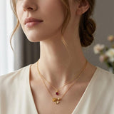 14K Gold Birthstone Birth Flower  Pendant Necklace Birthday Jewelry Gifts for Women