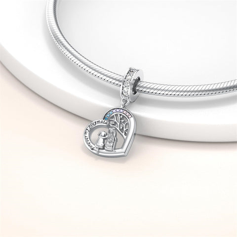 Sterling Silver Cubic Zirconia Cat Dog Charm Beads for Bracelets Engraved with Forever My Playmate