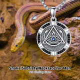 Sterling Silver AA Sobriety Snake Pendant Necklace for Men