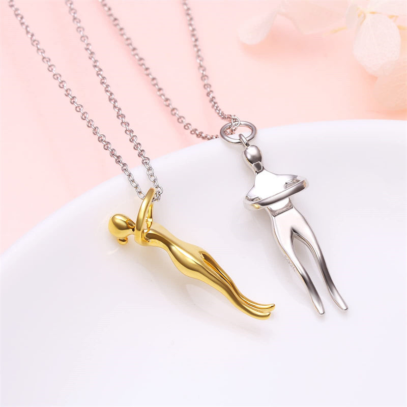 Sterling Silver Hug Couple Pendant Necklace Gift– romanticwork
