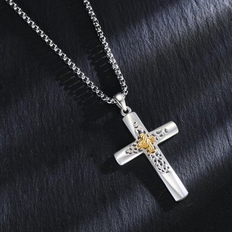 14K Gold Plated Cross Pendant Necklace Protection Jewelry Religious Gift