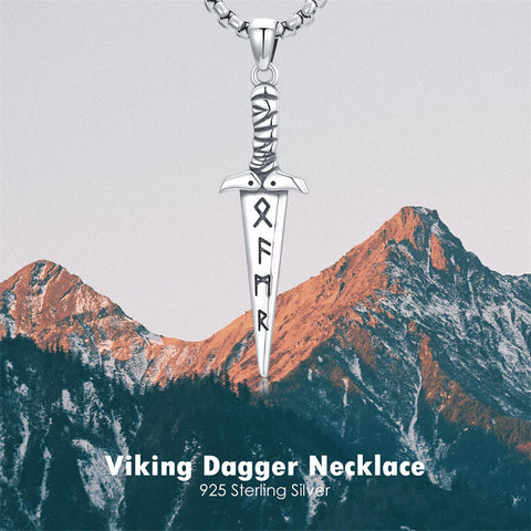 Sterling Silver Viking Dagger Pendant Necklace