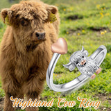 Sterling Silver Adjustable Highland Cow Ring