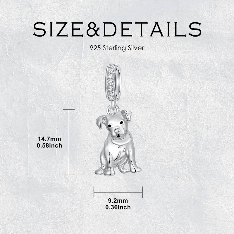 Sterling Silver Pit Bull Schnauzer Yorkie Corgi Dachshund Dog Charm Beads Fits Bracelets & Necklaces  for Women