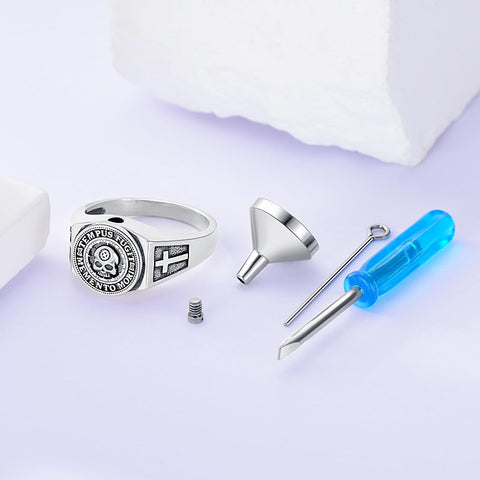 Sterling Silver Memento Mori Urn Ring for Ashes