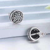 Sterling Silver Black Onyx Tree of Life Ankh Cross Skull Valknu Viking Stud Earrings