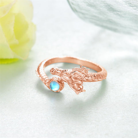 Sterling Silver Moonstone Dragon Ring