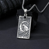 Sterling Silver Obsidian Lover Justice Cat Sun Moon Tarot Card Pendant Necklace