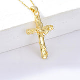 14K Gold Plated Cross Pendant Necklace for Women