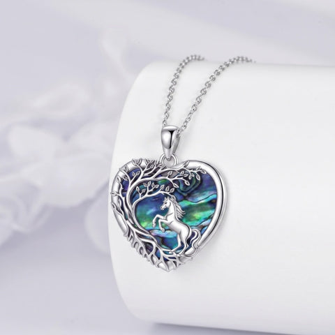 Sterling Silver Tree of Life Heart Shaped Horse Cat Dragonfly Butterfly Hummingbird Pendant Necklace