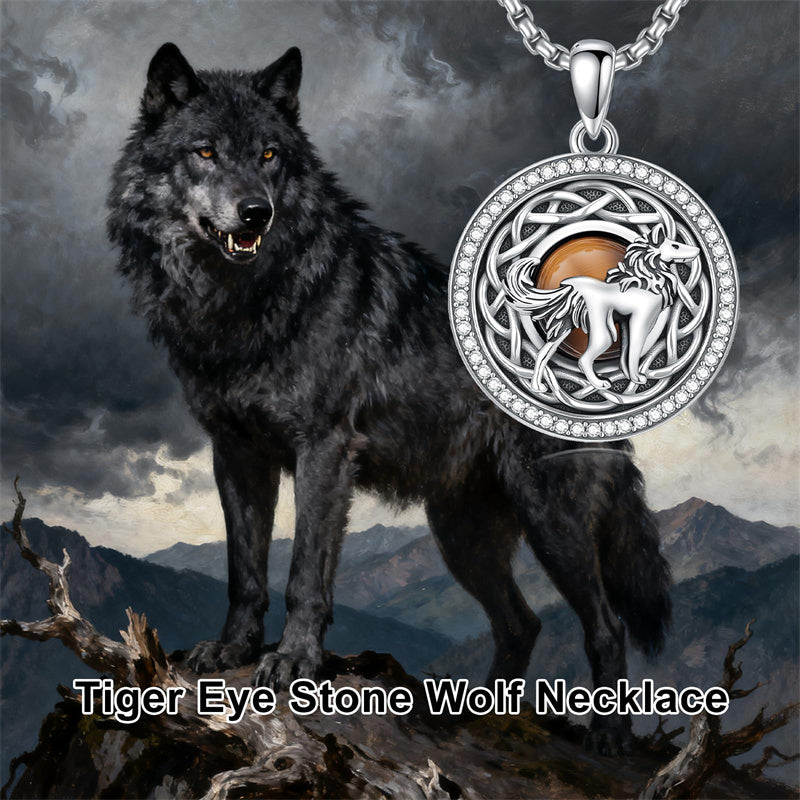 Sterling Silver Tiger Eye Eagle Lion Pendant Necklace for Men