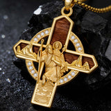 St Michael St Benedict  St Christopher Virgin MaryPendant Necklace 14K Gold Plated Christian Catholic Jewelry
