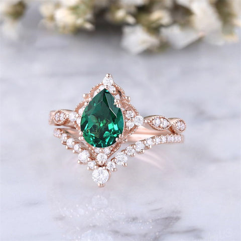 Sterling Silver 10K 14K 18K Gold Pear Shaped Gemstone Engagement Ring