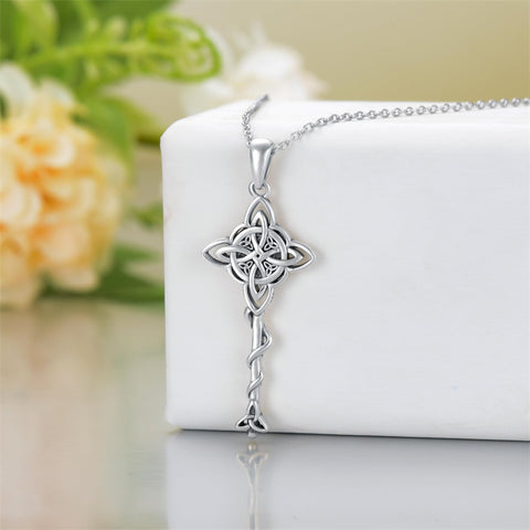 Sterling Silver Witches Knot Keymulet Protection Pendant Necklace