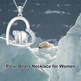 Sterling Silver Polar Bears Pendant Necklace