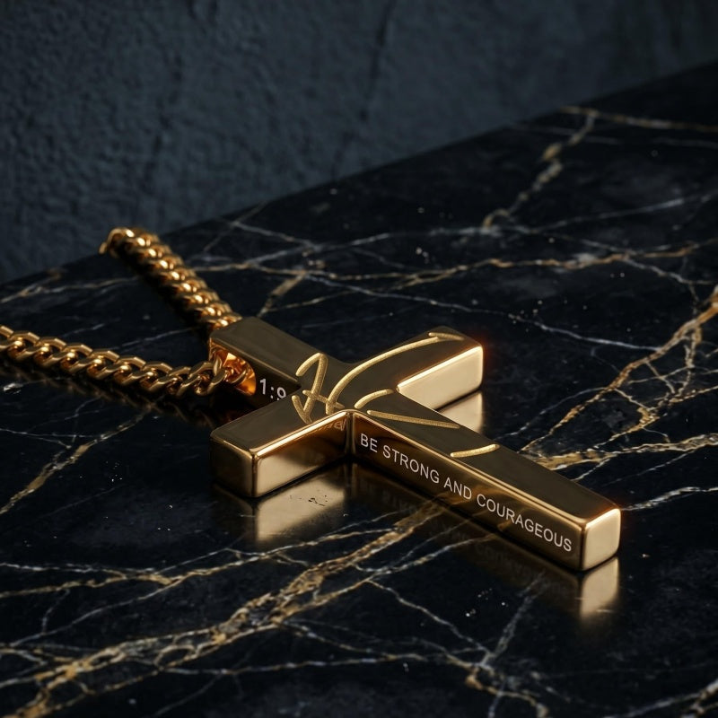 14K Gold Plated Soccer Football Basketball Baseball Cross  with Bible Verses Religious Pendant Necklace for Men