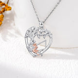 Sterling Silver Tree of Life Father Daughter Sister Pendant Necklace for Women Christmas Gift