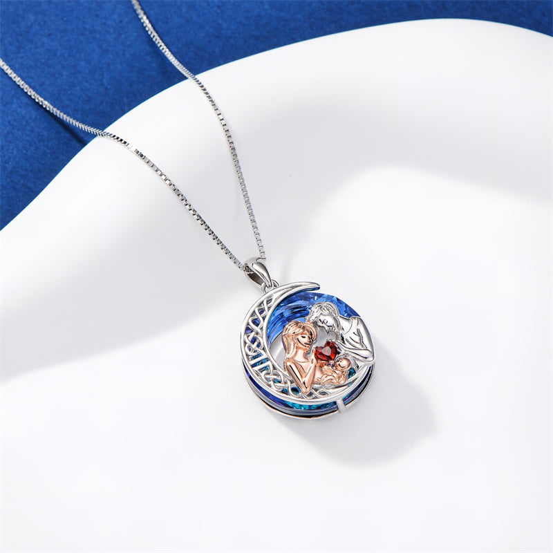 Sterling Silver Mother Daughter Pendant Necklace Engraved with Love You