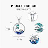 Sterling Silver Palm Tree Otter Turtle Pendant Necklace Gift For Women Girls