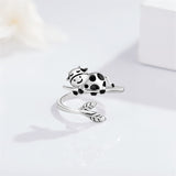 925 Sterling Silver Cute Animal Ring Adjustable Open Ring  Jewelry Gift for Women Girls