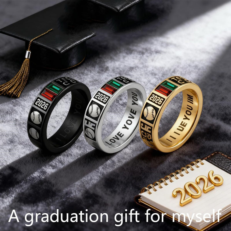 Copper Personalized Engraved Birthstone High School College Class Ring Graduation Ring
