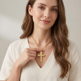 10K 14K 18K Gold Cross Pendant Necklace Religious Jewelry Gifts for Men and Women