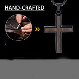 14K Gold Plated Wooden Cross Necklace for Men with Stainless Steel Adjustable Chain