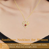 10K 14K 18K Yellow Gold  Birthstone Sunflower Pendant Necklace Engraved with You Are My Sunshine