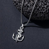 Sterling Silver Earth Swordfish Trident Compass Anchor Pendant Necklace