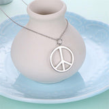 S925 Sterling Silver Peace Sign Hippie Party Pendant Necklace Jewelry Gift