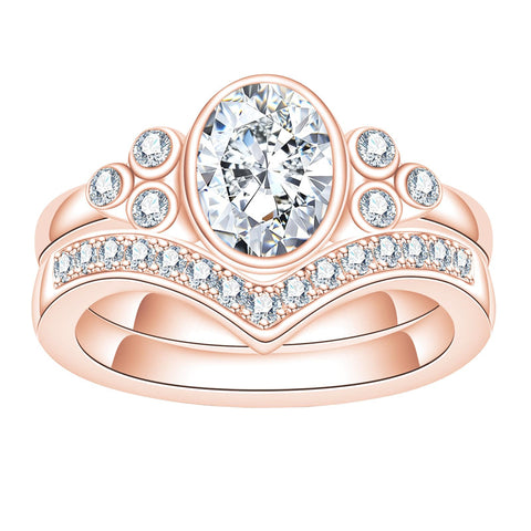 Sterling Silver Oval Cut Moissanite Engagement Wedding Ring