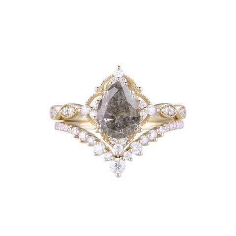 Sterling Silver 10K 14K 18K Gold Pear Shaped Gemstone Engagement Ring