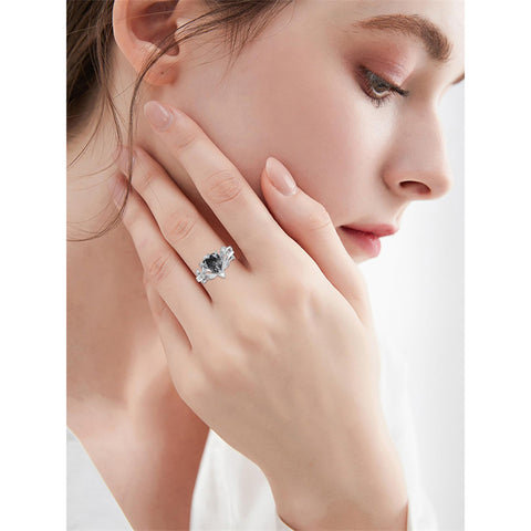 Sterling Silver Pear Oval Kite Heart Hexagon Emerald Coffin Cut Gemstone Engagement Promise Ring Set