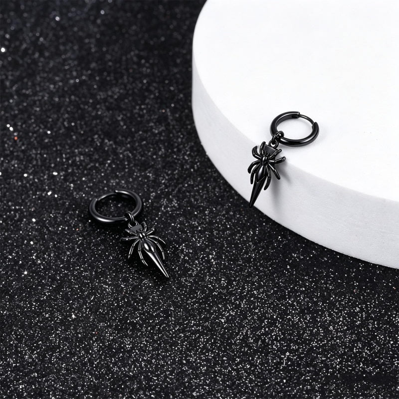 Sterling Silver Feather Arrow  Skull Spider Bat Scorpion Hoop Earrings Halloween Christmas Gift