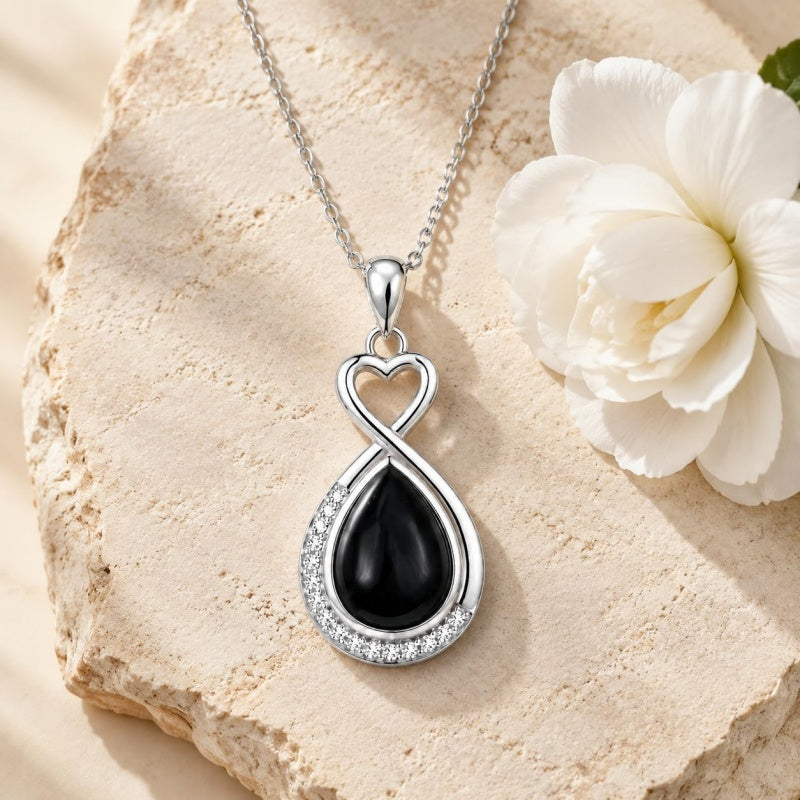 Sterling Silver Teardrop Gemstone Rose Butterfly Infinity Heart Necklace for Women