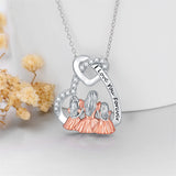 Sterling Silver Mother and 1/2/3 Daughters Necklace Gifts Necklace Heart Pendant Best Mother's Day Gifts for Women Girls