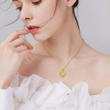 10K 14K 18K Gold Heart Rose Necklace I Love You Forever Heart Jewelry