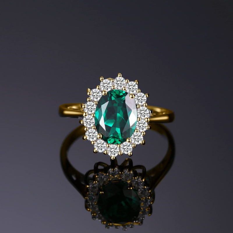14K Yellow Gold Plated Birthstone Halo Engagement Rings for Women