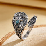 Sterling Silver Turquoise Vintage Adjustable Sunflower Dragonfly Butterfly Feather Tree of Life Spoon Ring