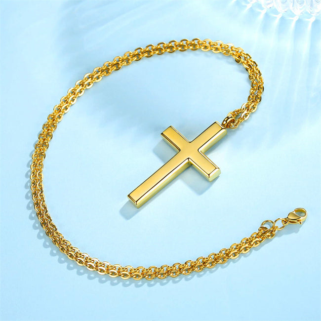 Stainless Steel Simple Men’s Stainless Steel Cross Pendant Chain Necklace for Men Women, 20-24 Inches Chain