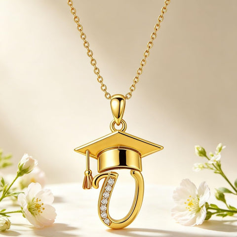 Initial  Graduation 14K Gold Plated Inspiring Grad Pendant Necklace Graduations Jewelry Gifts