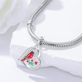 Sterling Silver Red Cardinal Bird Charm Beads