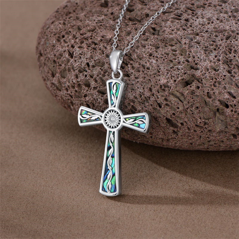 Sterling Silver Abalone Shell Dragonfly Plumeria Rose Sunflower Pendant Necklace