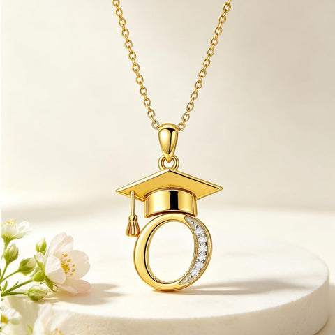 Initial  Graduation 14K Gold Plated Inspiring Grad Pendant Necklace Graduations Jewelry Gifts